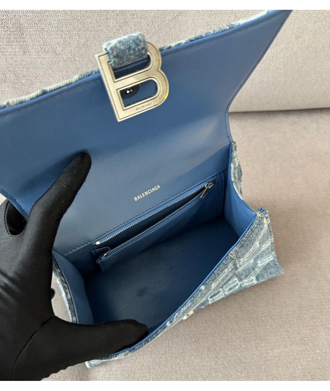 BALENCIAGA Голубая деним сумка с короткими ручками, фото 8
