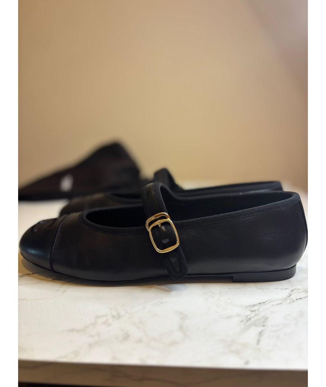 CHANEL Черные кожаные балетки, фото 5