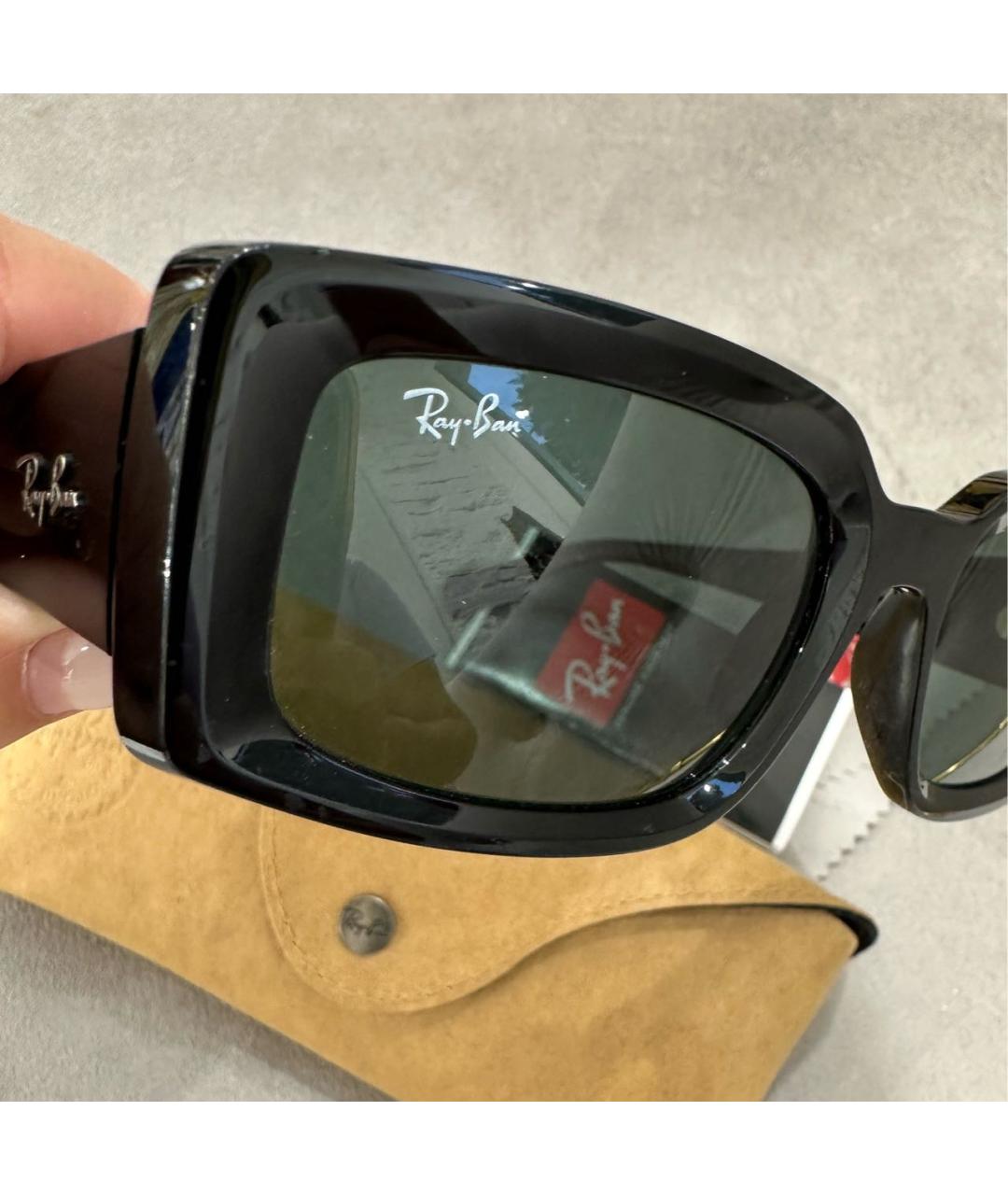 RAY BAN Черные пластиковые солнцезащитные очки, фото 4