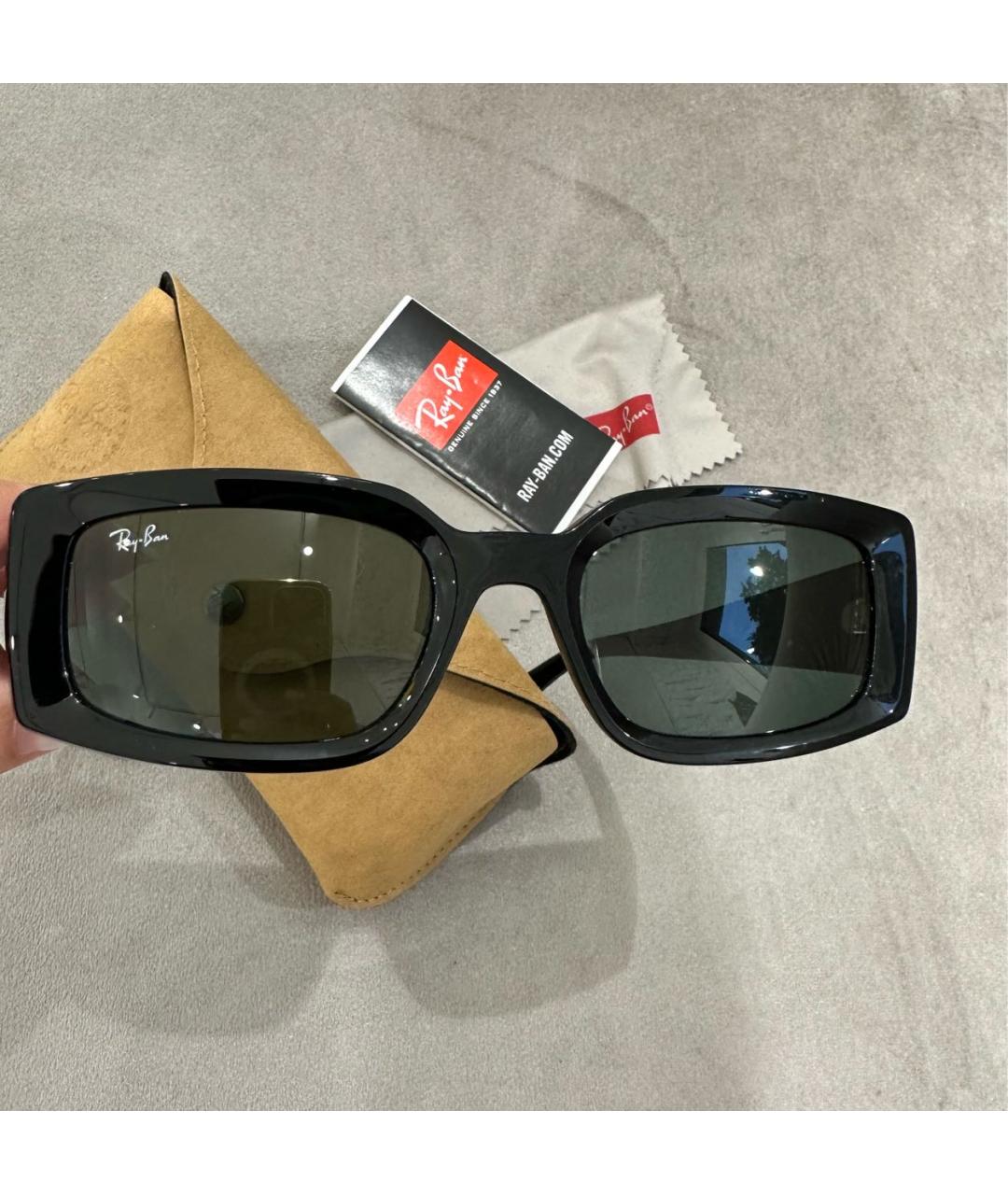 RAY BAN Черные пластиковые солнцезащитные очки, фото 5