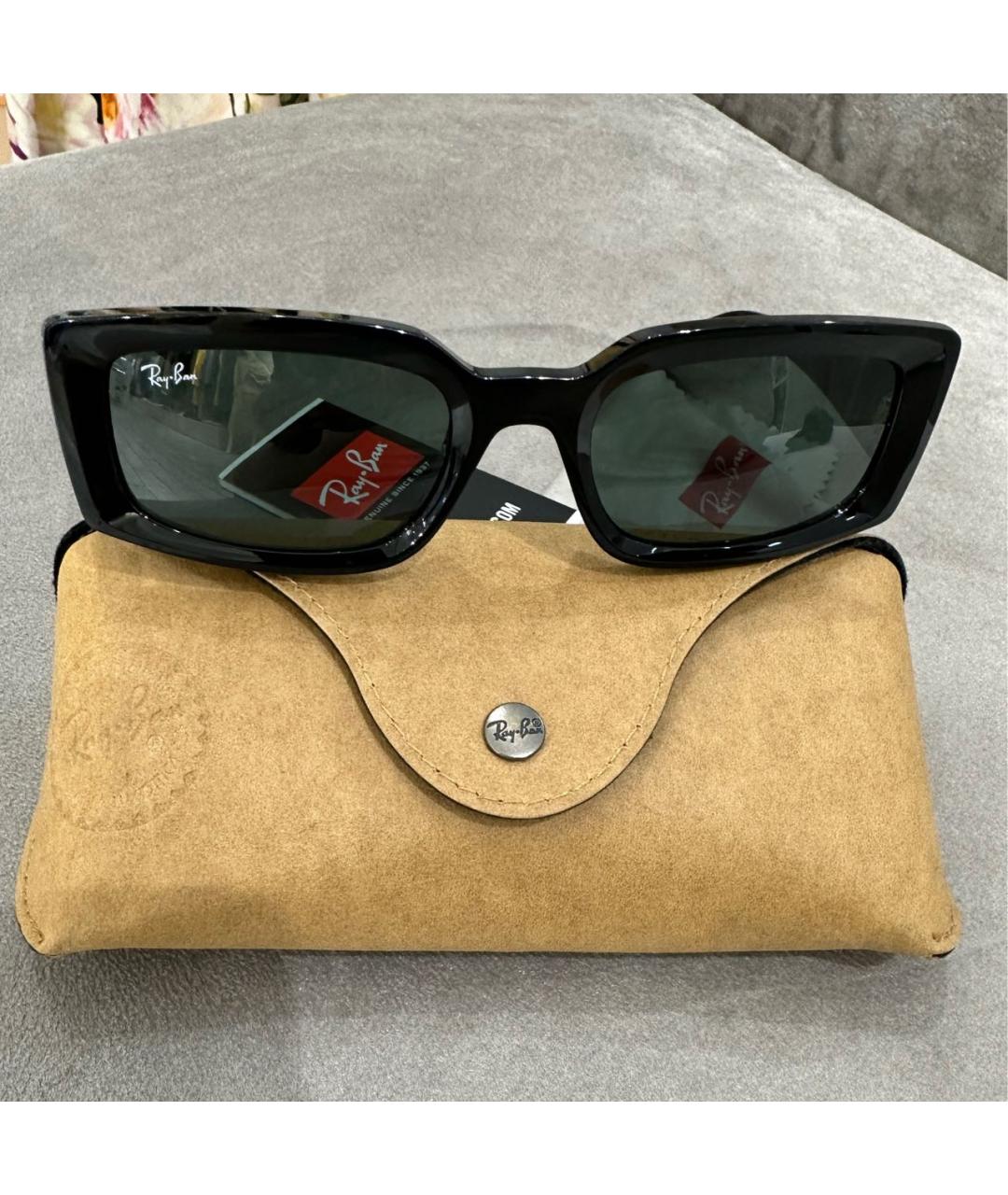 RAY BAN Черные пластиковые солнцезащитные очки, фото 9