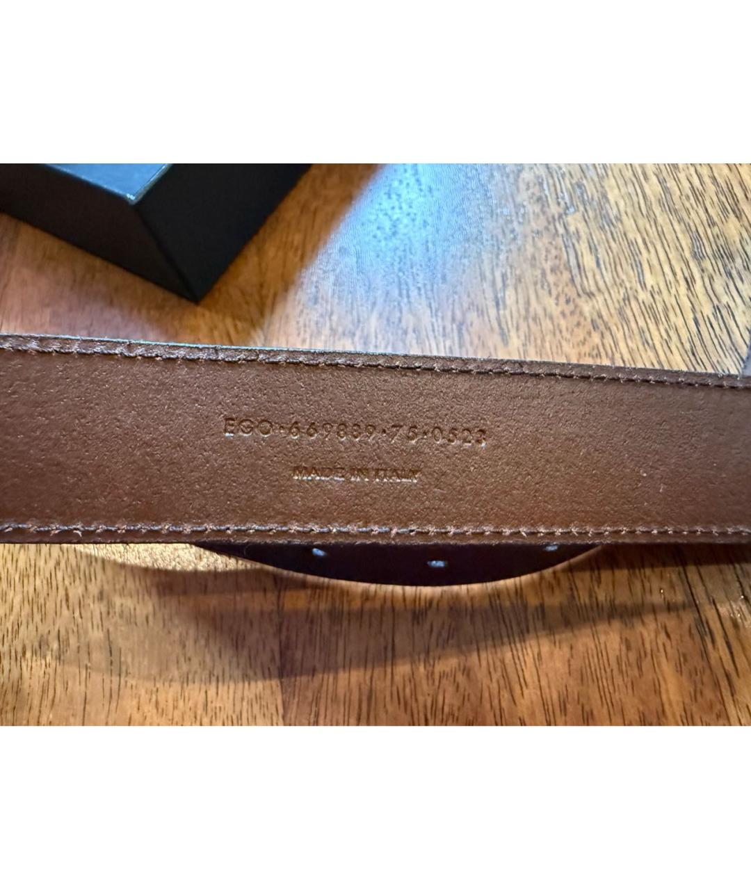 SAINT LAURENT Коричневый кожаный ремень, фото 4