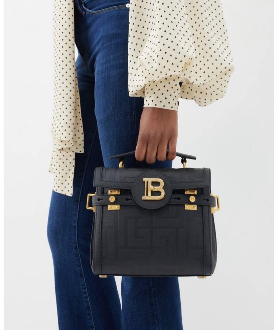 BALMAIN Черная кожаная сумка тоут, фото 8