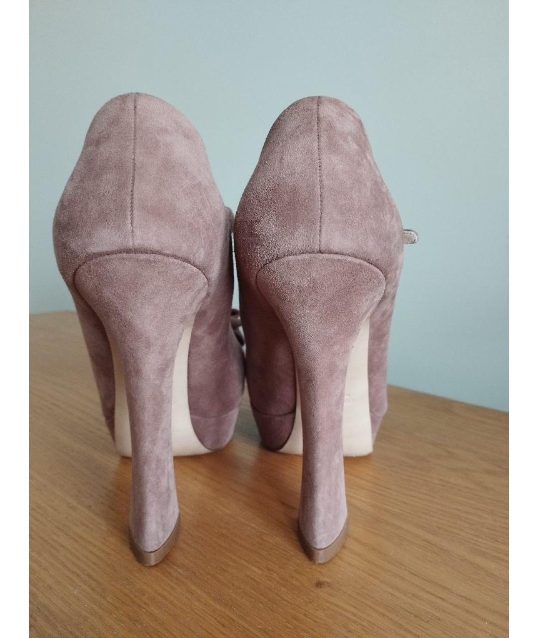 MIU MIU Розовые замшевые босоножки, фото 4