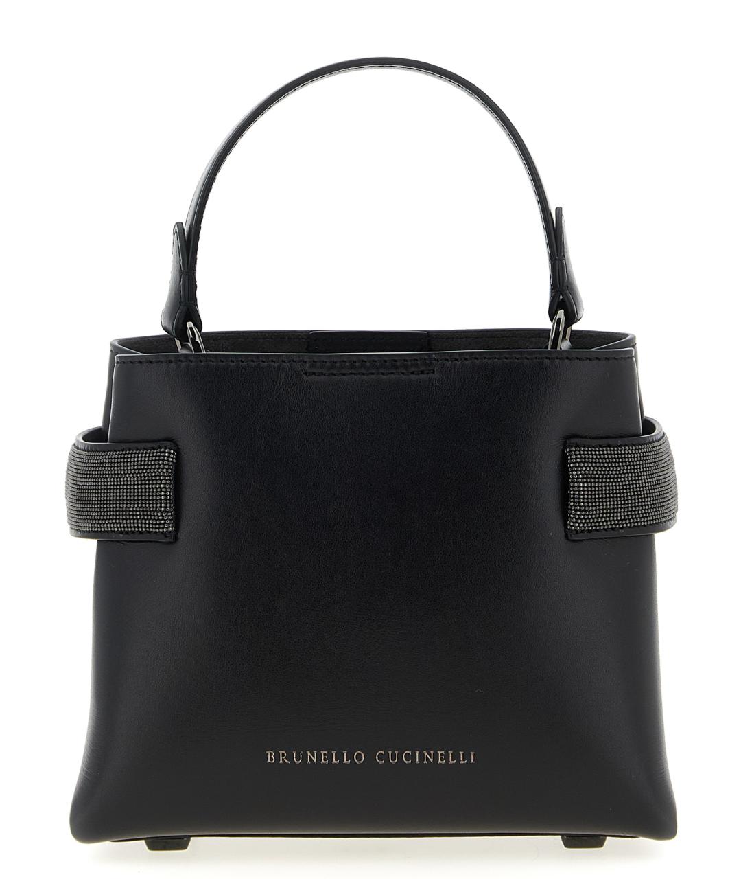 BRUNELLO CUCINELLI Черная кожаная сумка тоут, фото 1
