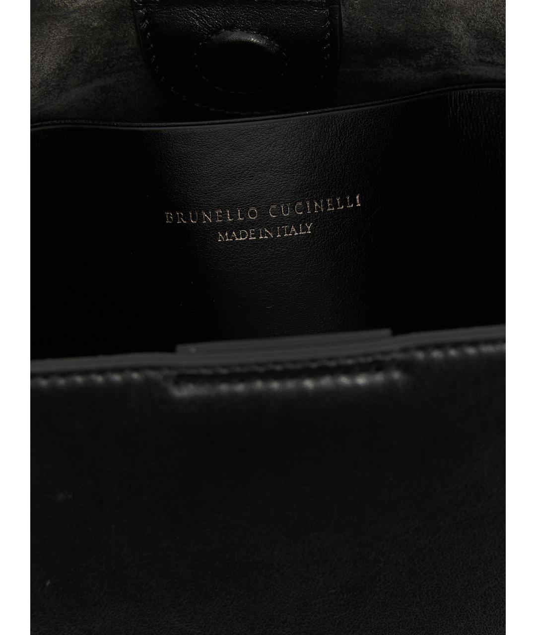 BRUNELLO CUCINELLI Черная кожаная сумка тоут, фото 4