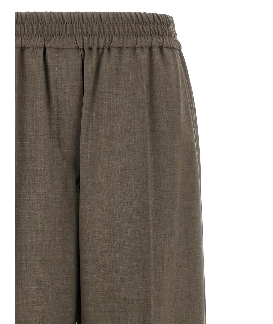 BRUNELLO CUCINELLI Коричневые хлопковые прямые брюки, фото 3