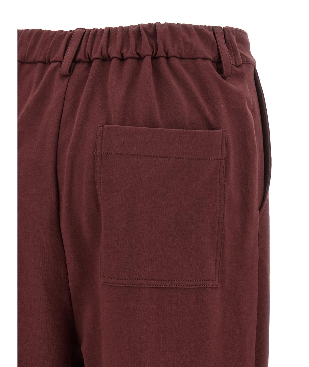 BRUNELLO CUCINELLI Бордовые хлопковые прямые брюки, фото 4