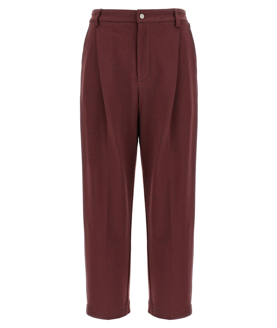 BRUNELLO CUCINELLI Бордовые хлопковые прямые брюки, фото 1
