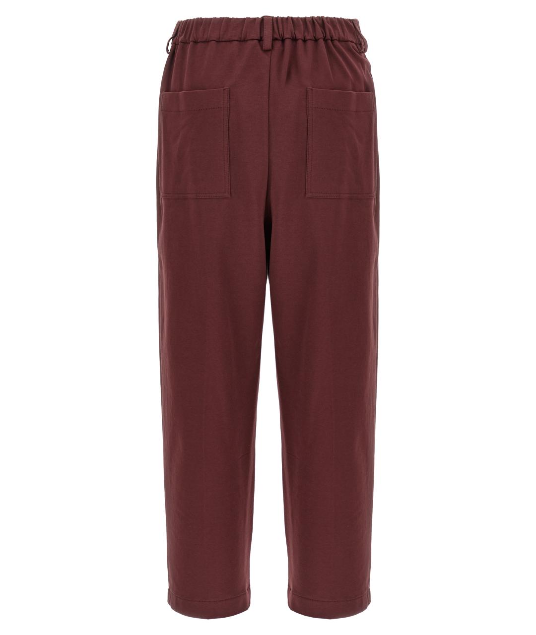 BRUNELLO CUCINELLI Бордовые хлопковые прямые брюки, фото 2
