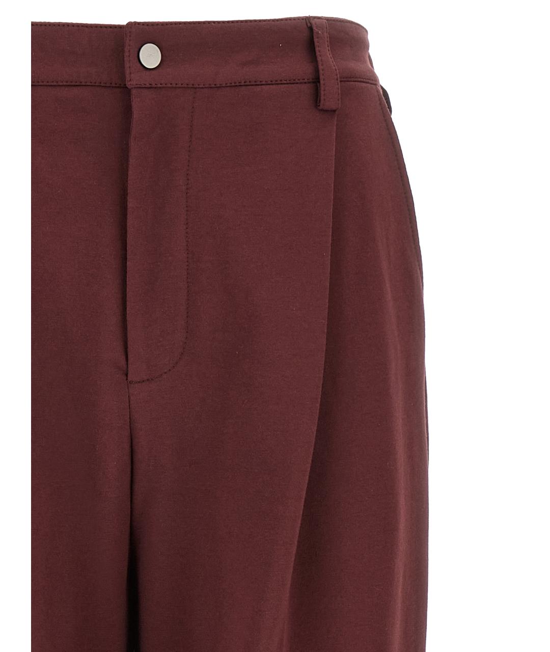BRUNELLO CUCINELLI Бордовые хлопковые прямые брюки, фото 3