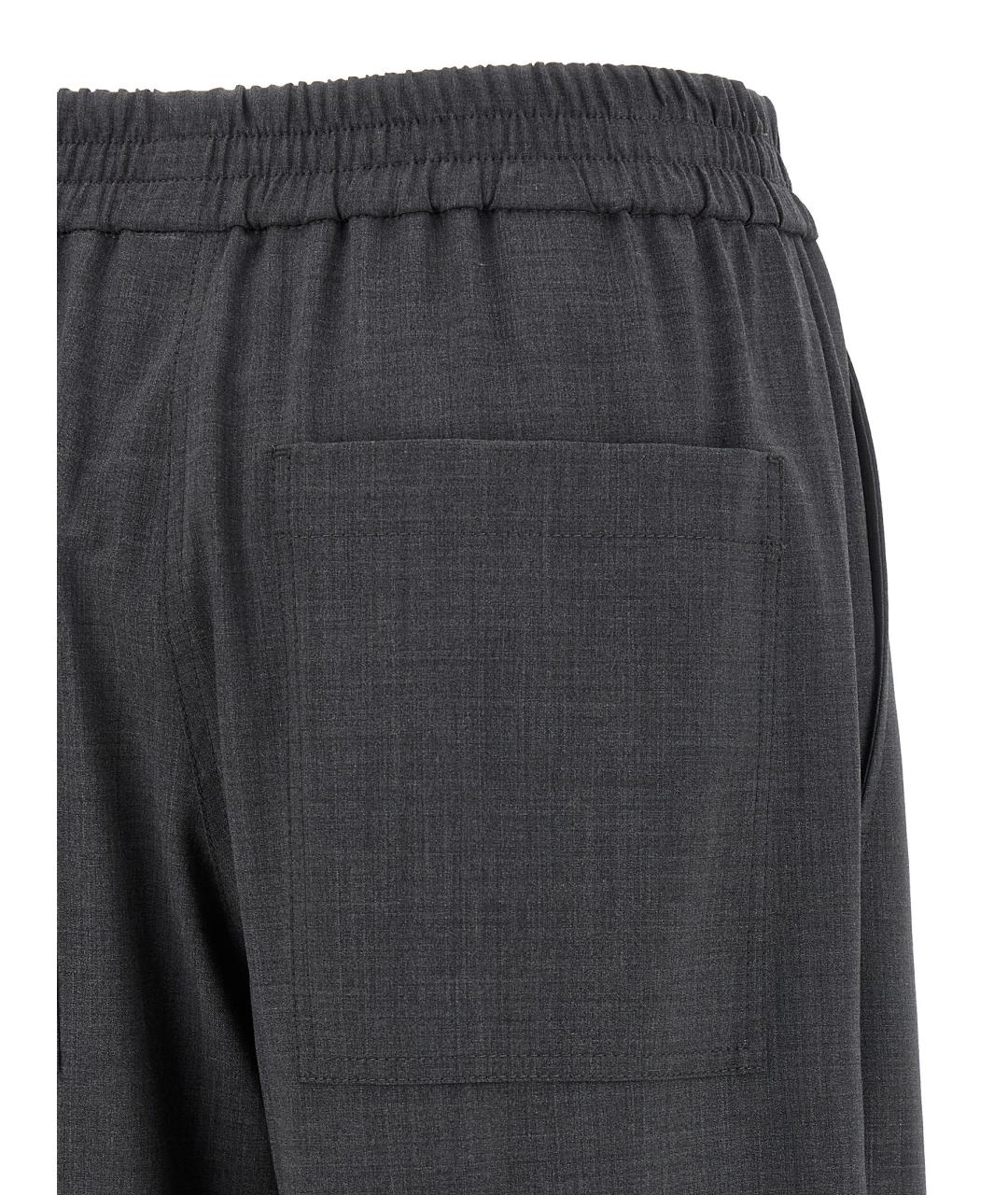BRUNELLO CUCINELLI Серые хлопковые прямые брюки, фото 4