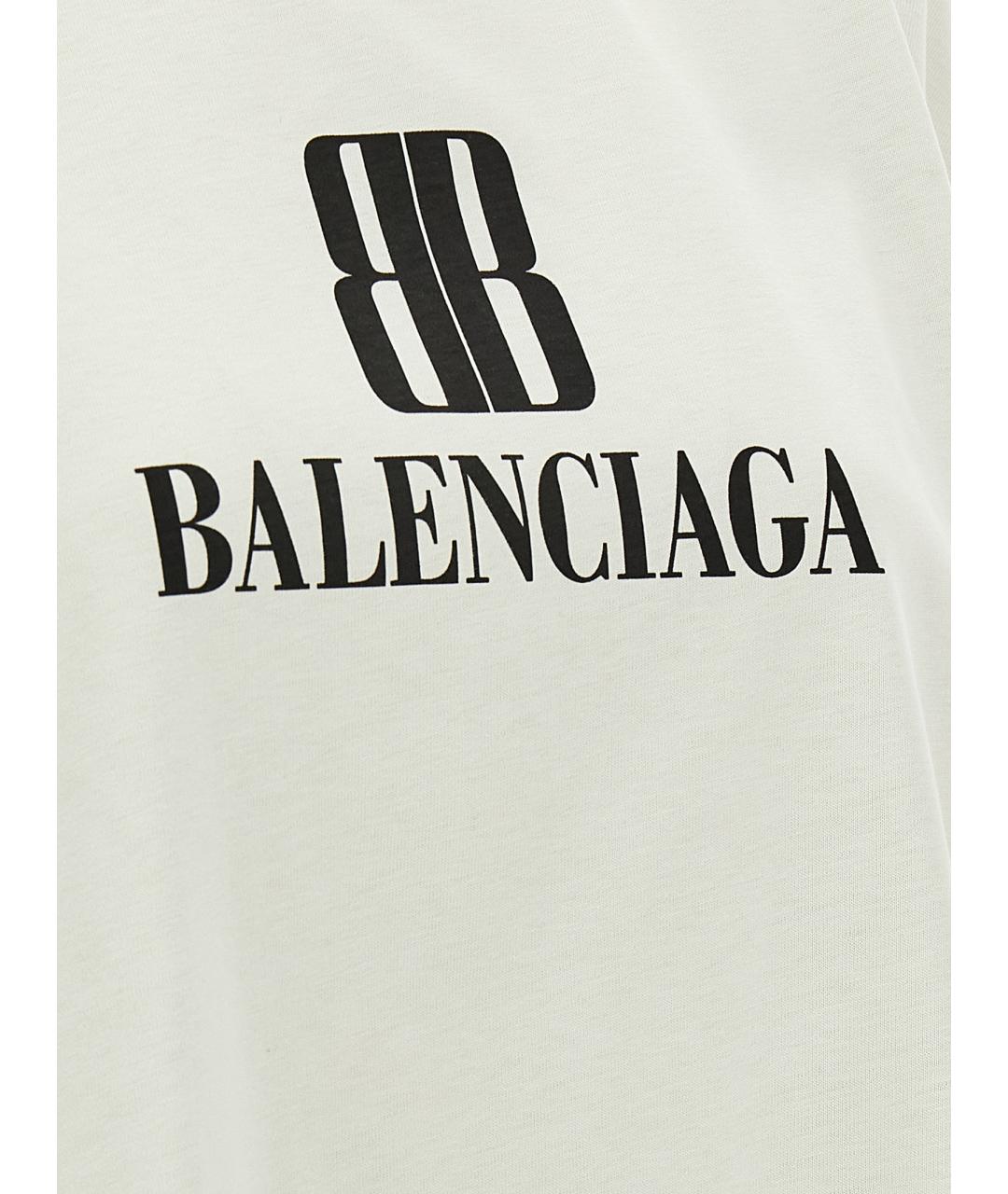 BALENCIAGA Белая хлопковая футболка, фото 4