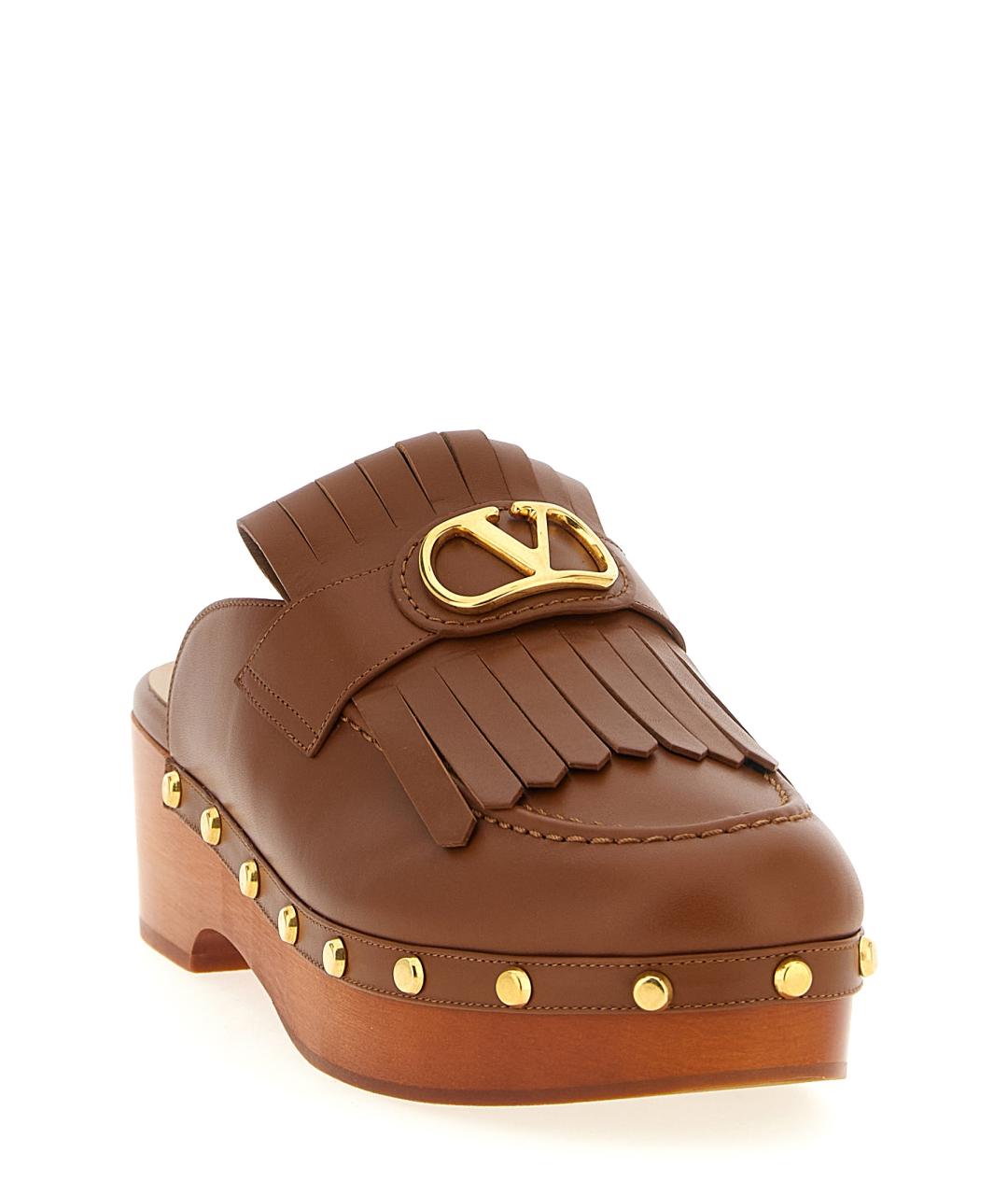 VALENTINO Коричневые кожаные сабо, фото 2