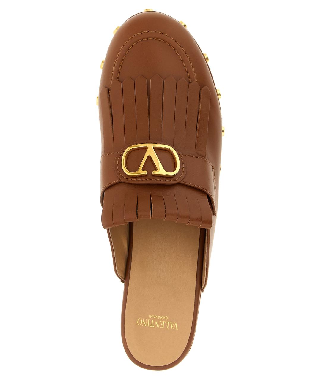 VALENTINO Коричневые кожаные сабо, фото 4