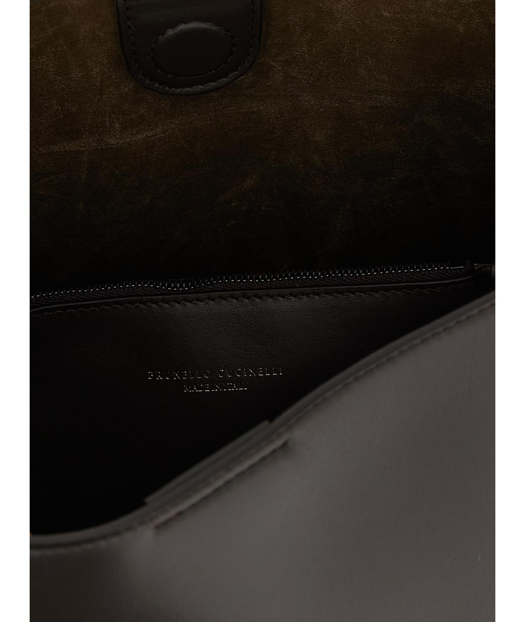 BRUNELLO CUCINELLI Коричневая кожаная сумка тоут, фото 4