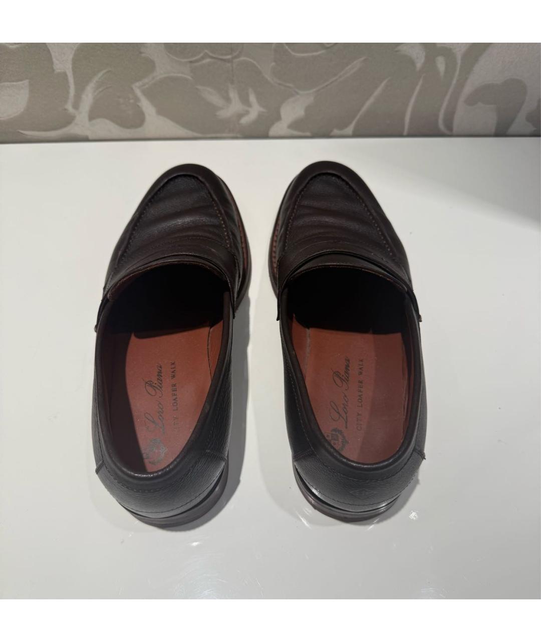 LORO PIANA Коричневые кожаные низкие ботинки, фото 3
