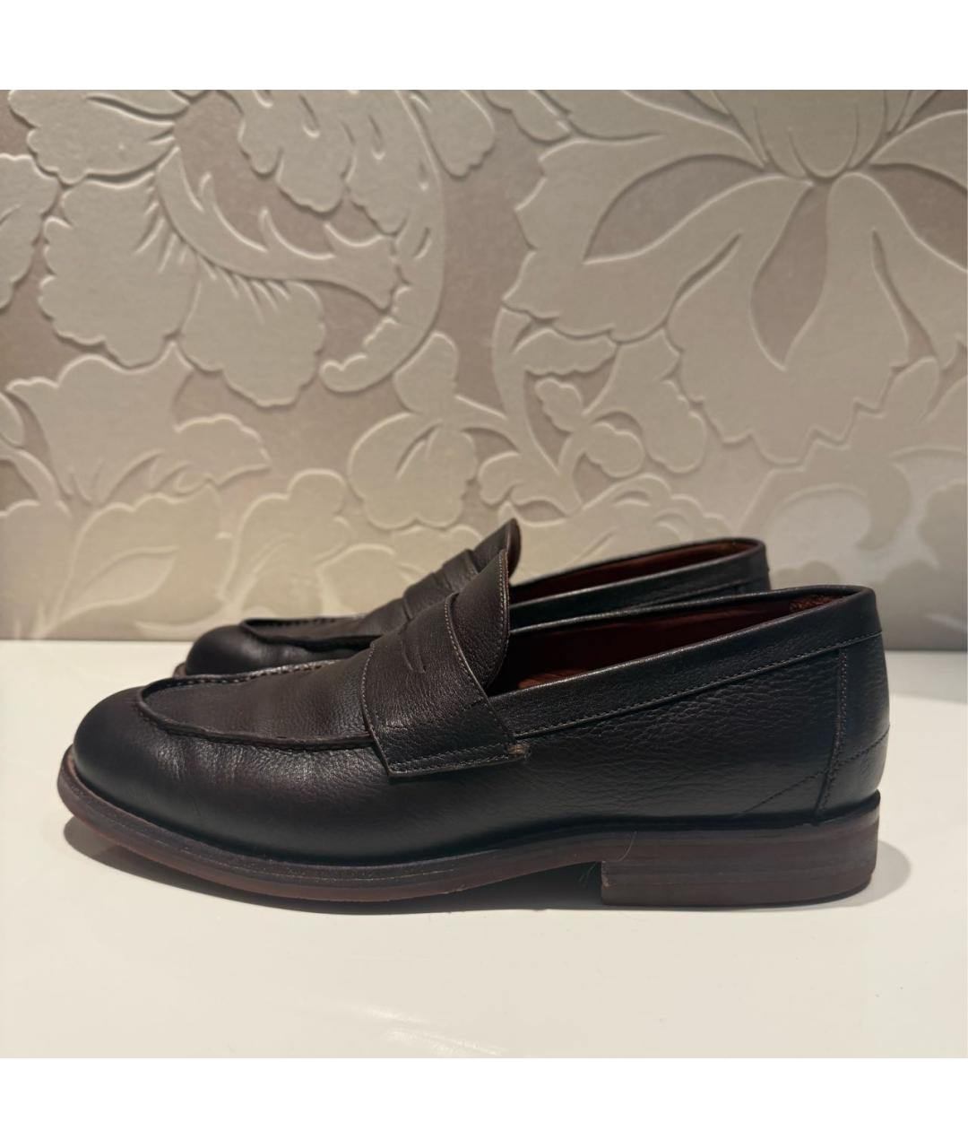 LORO PIANA Коричневые кожаные низкие ботинки, фото 7
