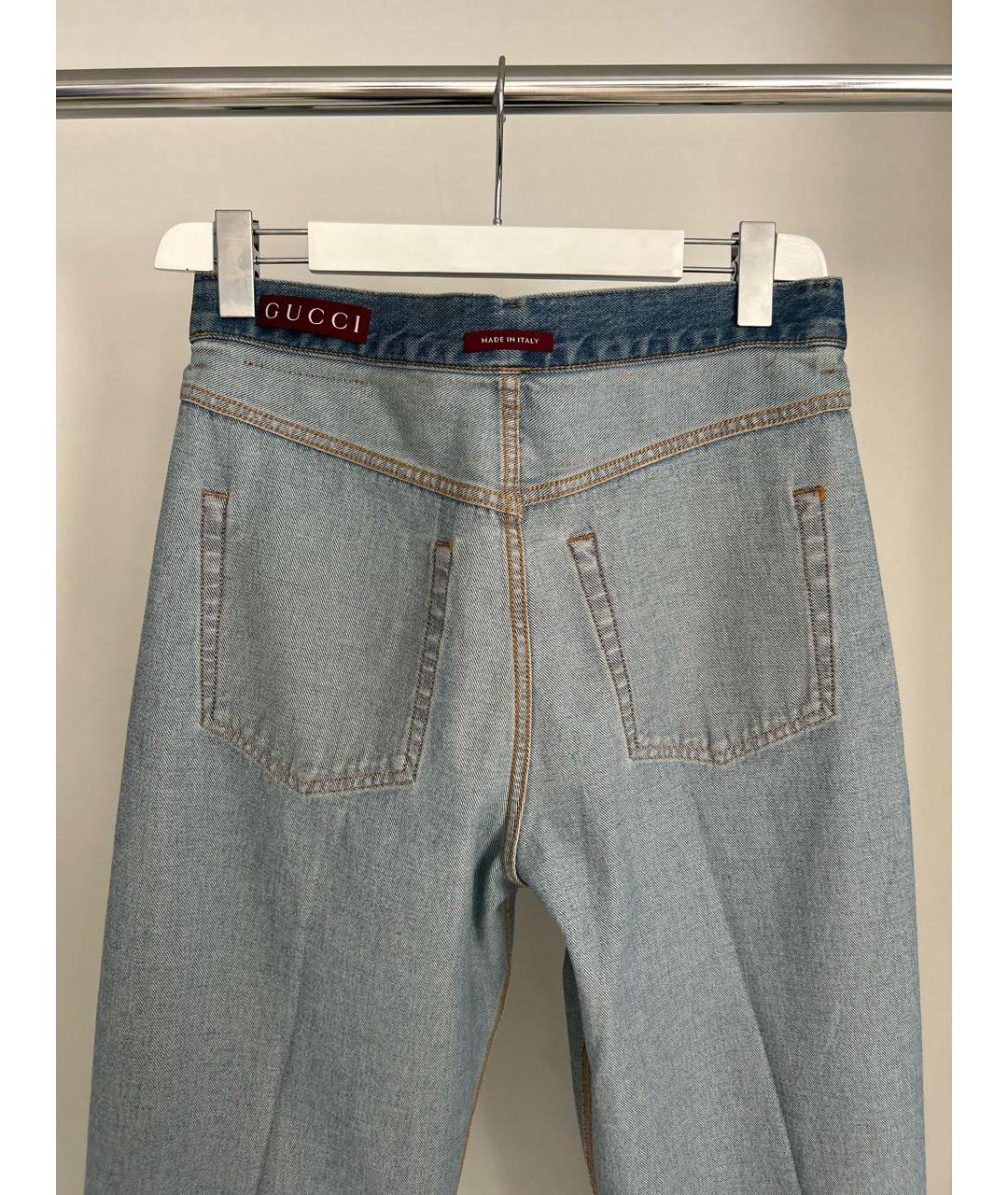 GUCCI Синие хлопко-эластановые прямые джинсы, фото 3