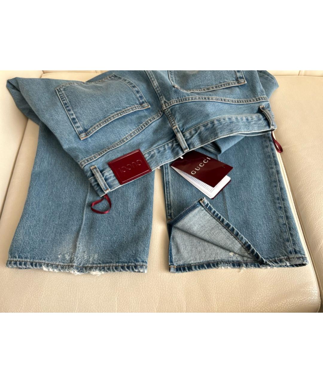 GUCCI Синие хлопко-эластановые прямые джинсы, фото 8