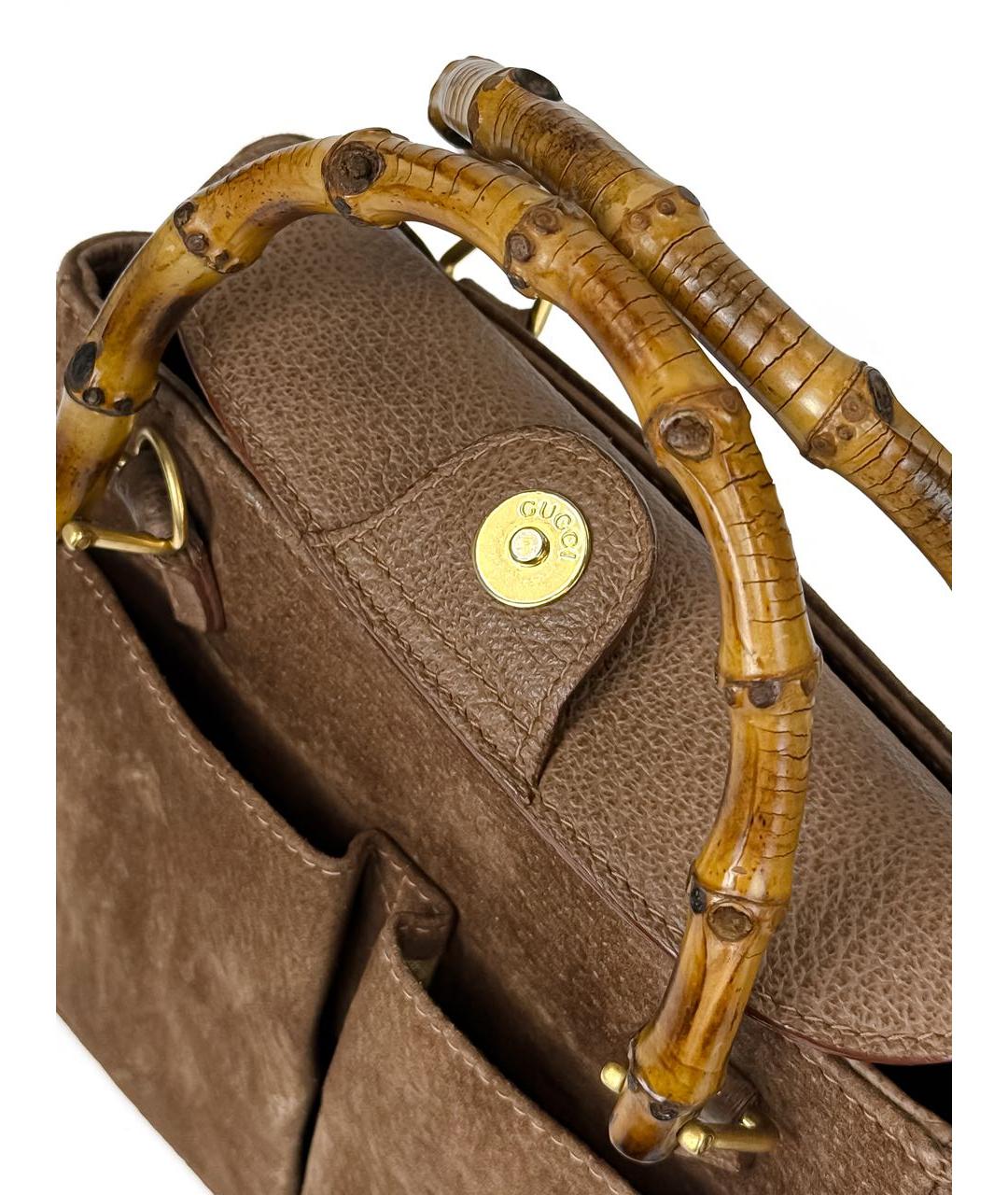 GUCCI Коричневая замшевая сумка с короткими ручками, фото 7