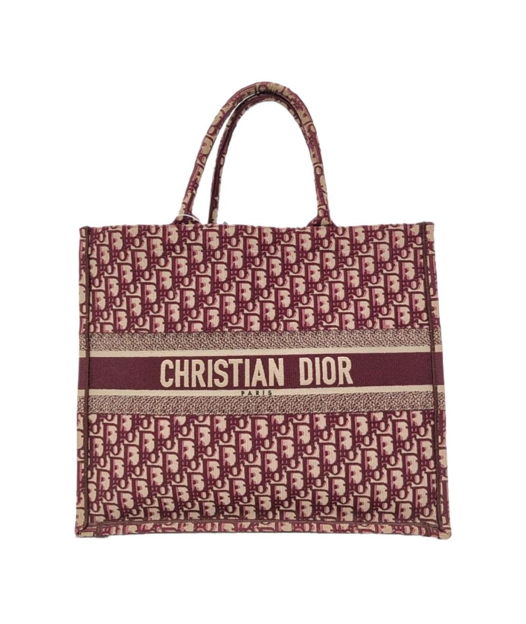 CHRISTIAN DIOR Бордовая тканевая сумка тоут, фото 9