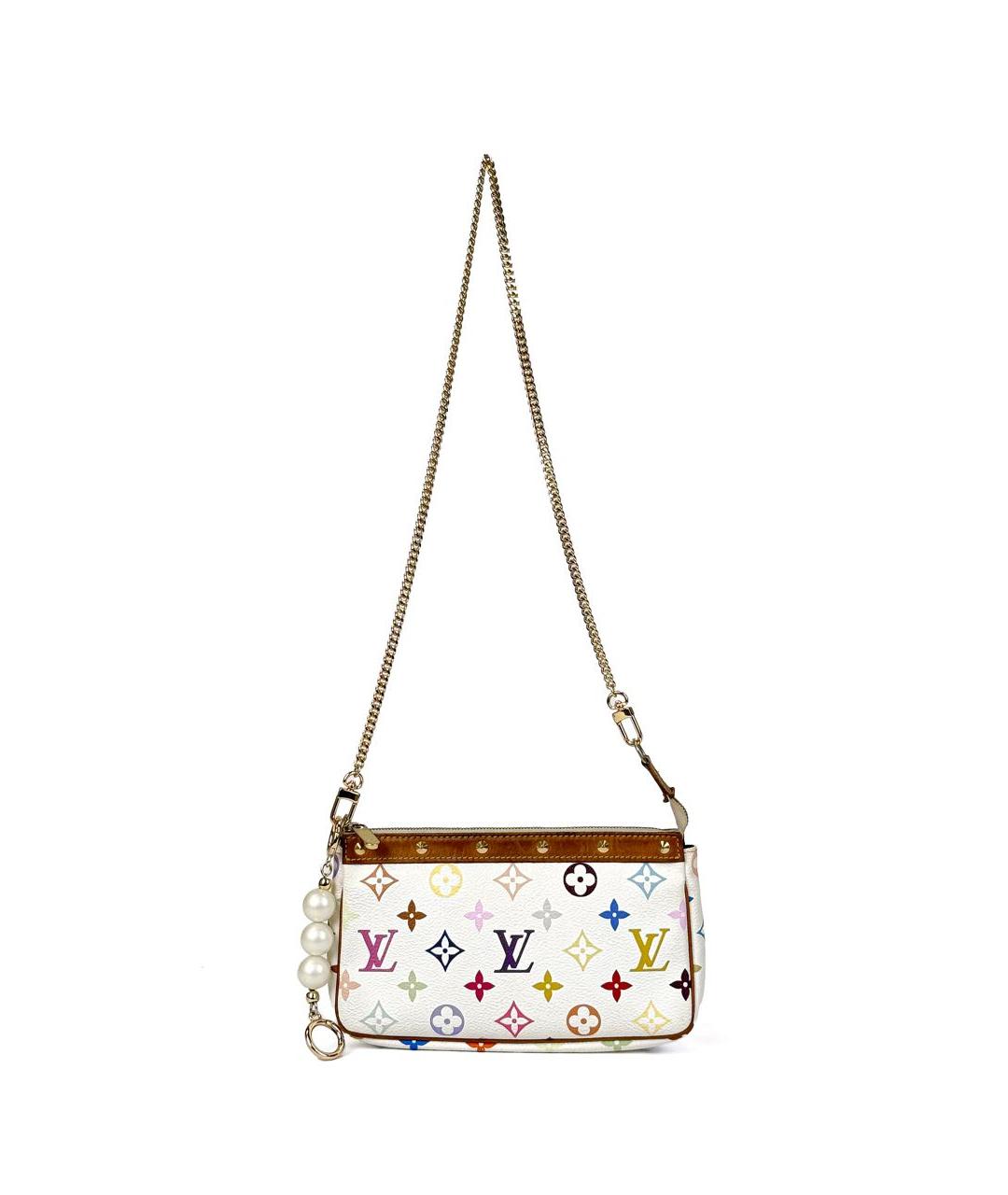 LOUIS VUITTON Белая кожаная сумка через плечо, фото 7
