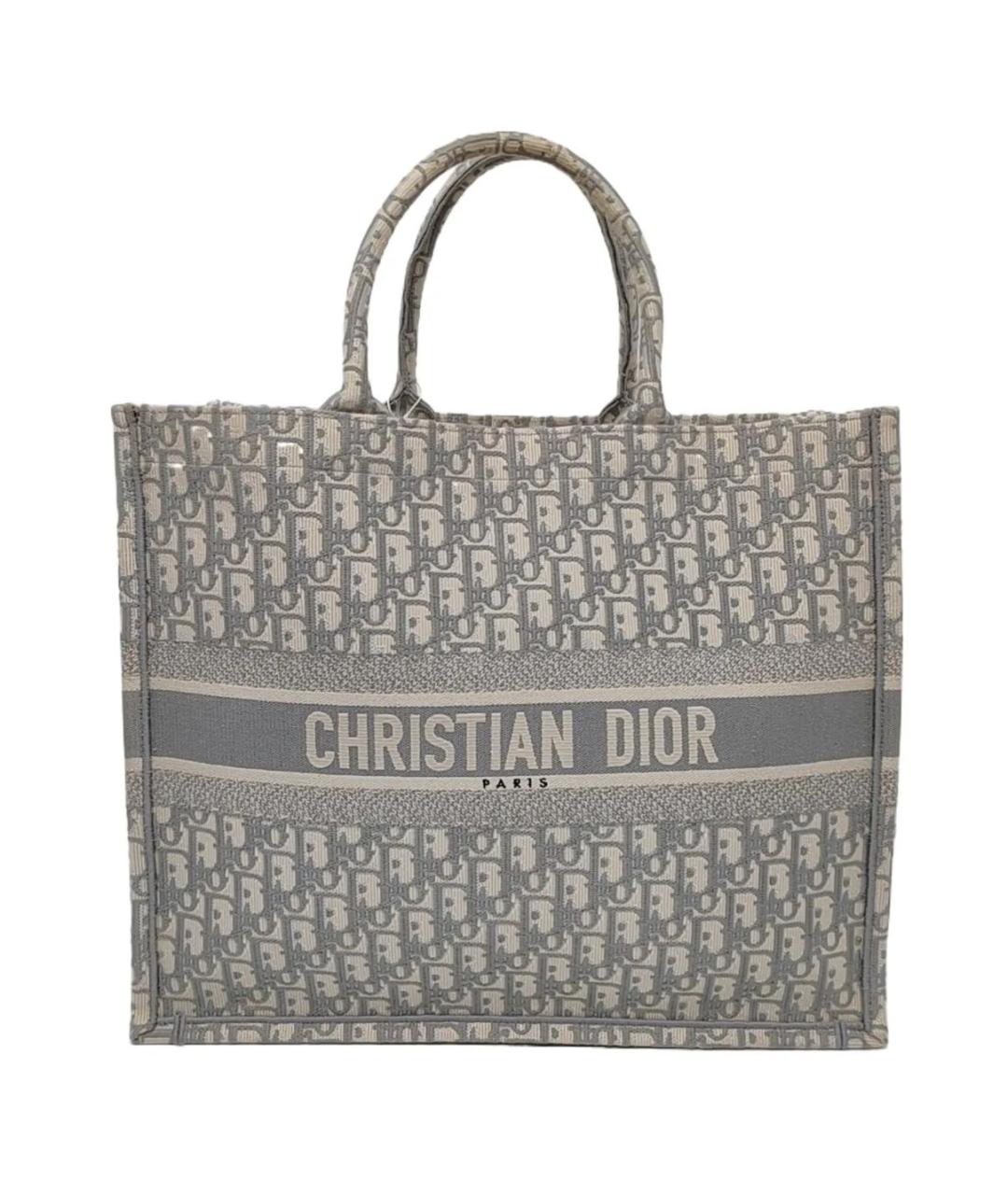 CHRISTIAN DIOR Серая тканевая сумка тоут, фото 9