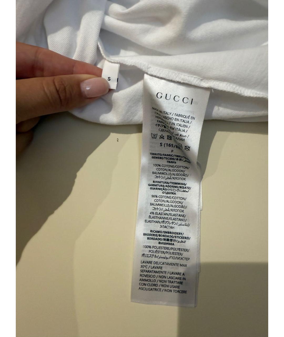 GUCCI Белая хлопковая футболка, фото 6