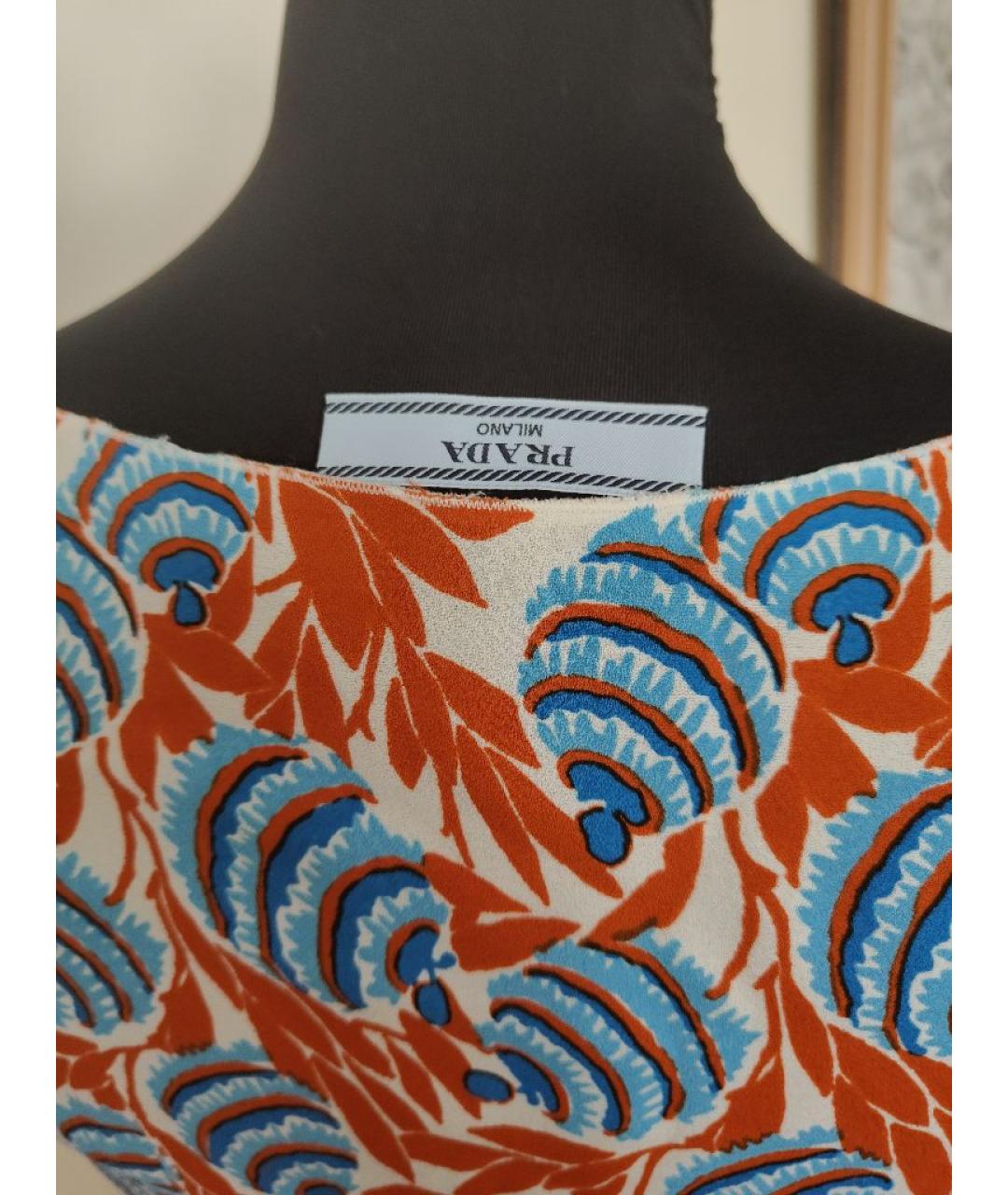 PRADA Оранжевое вискозное повседневное платье, фото 3