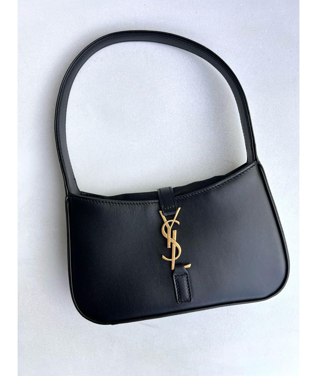 SAINT LAURENT Черная кожаная сумка с короткими ручками, фото 7