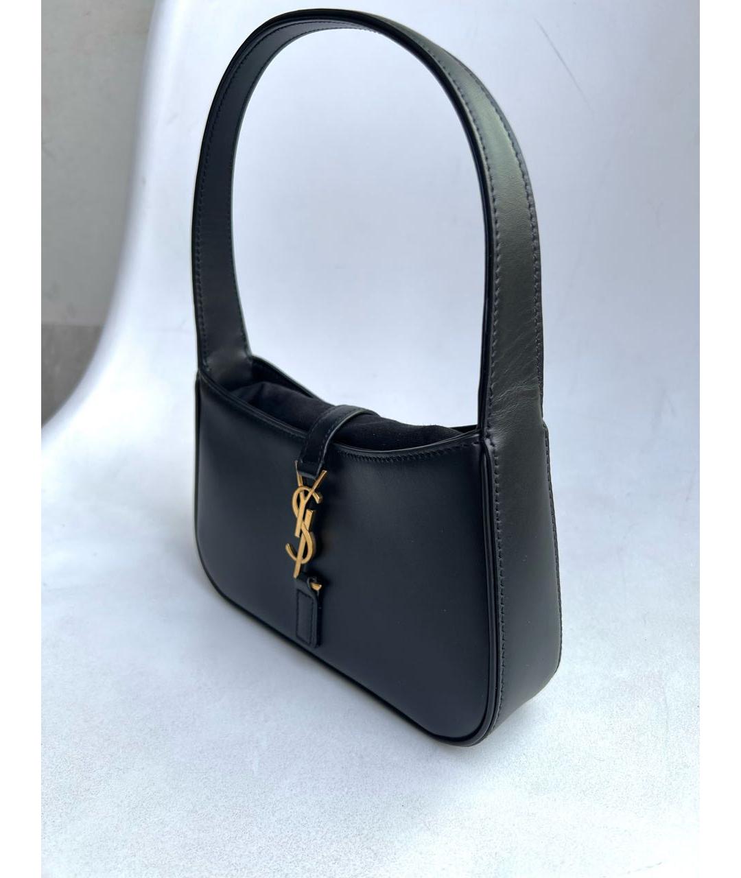 SAINT LAURENT Черная кожаная сумка с короткими ручками, фото 2