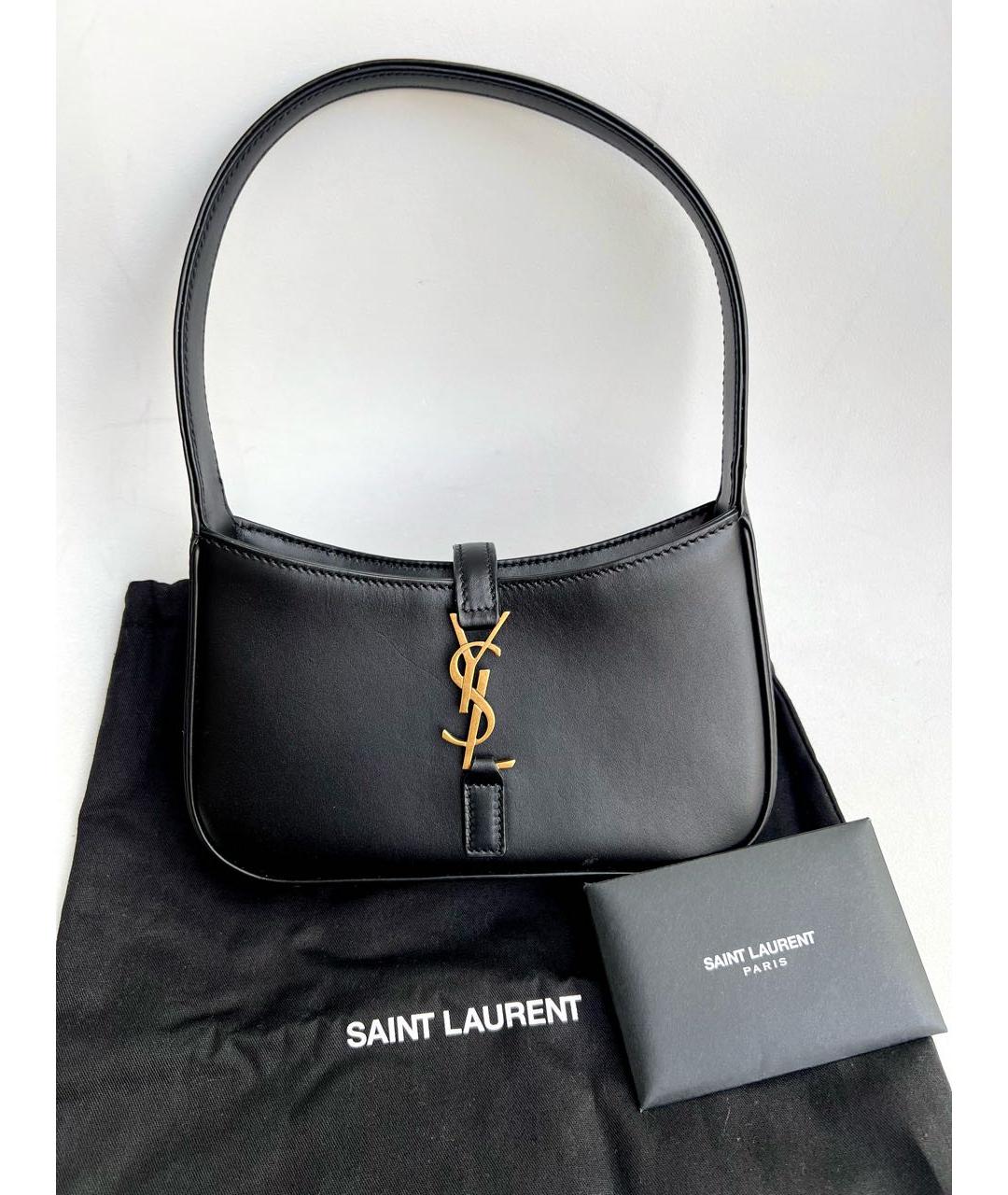 SAINT LAURENT Черная кожаная сумка с короткими ручками, фото 3