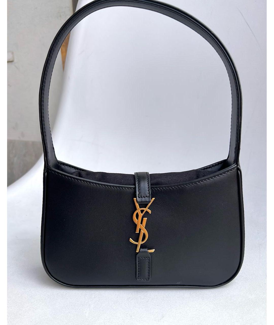SAINT LAURENT Черная кожаная сумка с короткими ручками, фото 6