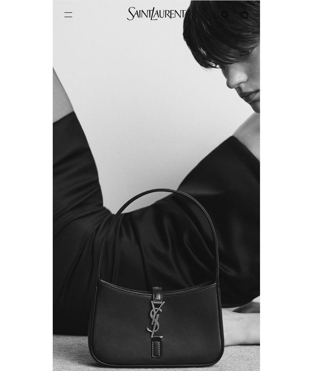 SAINT LAURENT Черная кожаная сумка с короткими ручками, фото 5