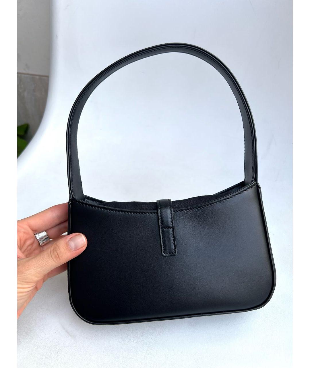 SAINT LAURENT Черная кожаная сумка с короткими ручками, фото 4