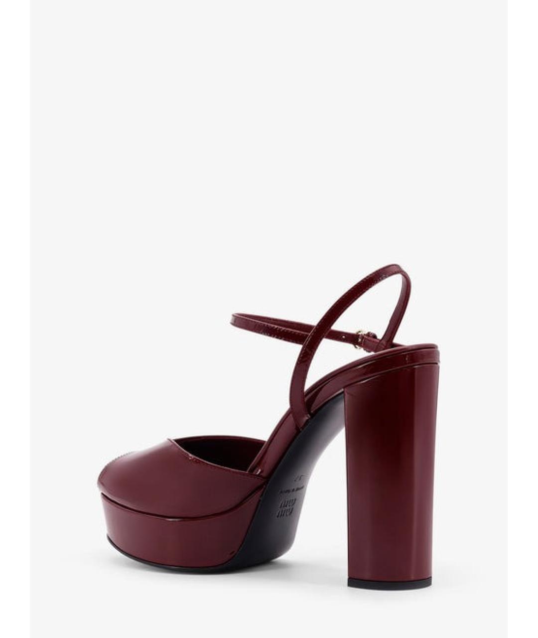 MIU MIU Бордовые кожаные туфли, фото 3