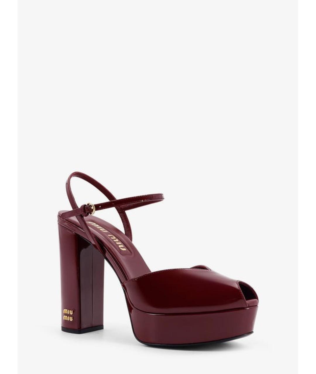MIU MIU Бордовые кожаные туфли, фото 2