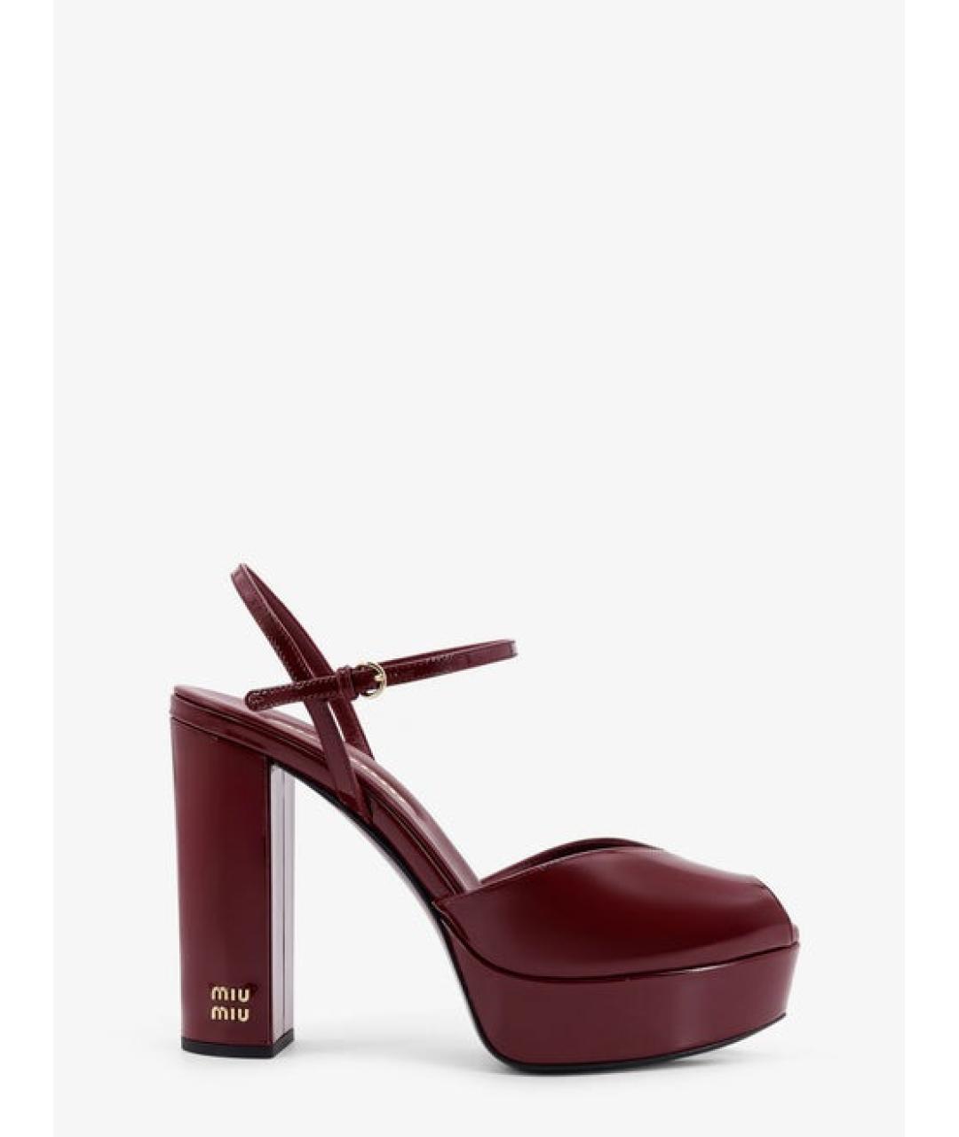 MIU MIU Бордовые кожаные туфли, фото 5