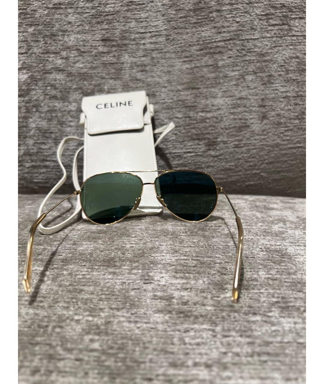 CELINE Золотые металлические солнцезащитные очки, фото 2