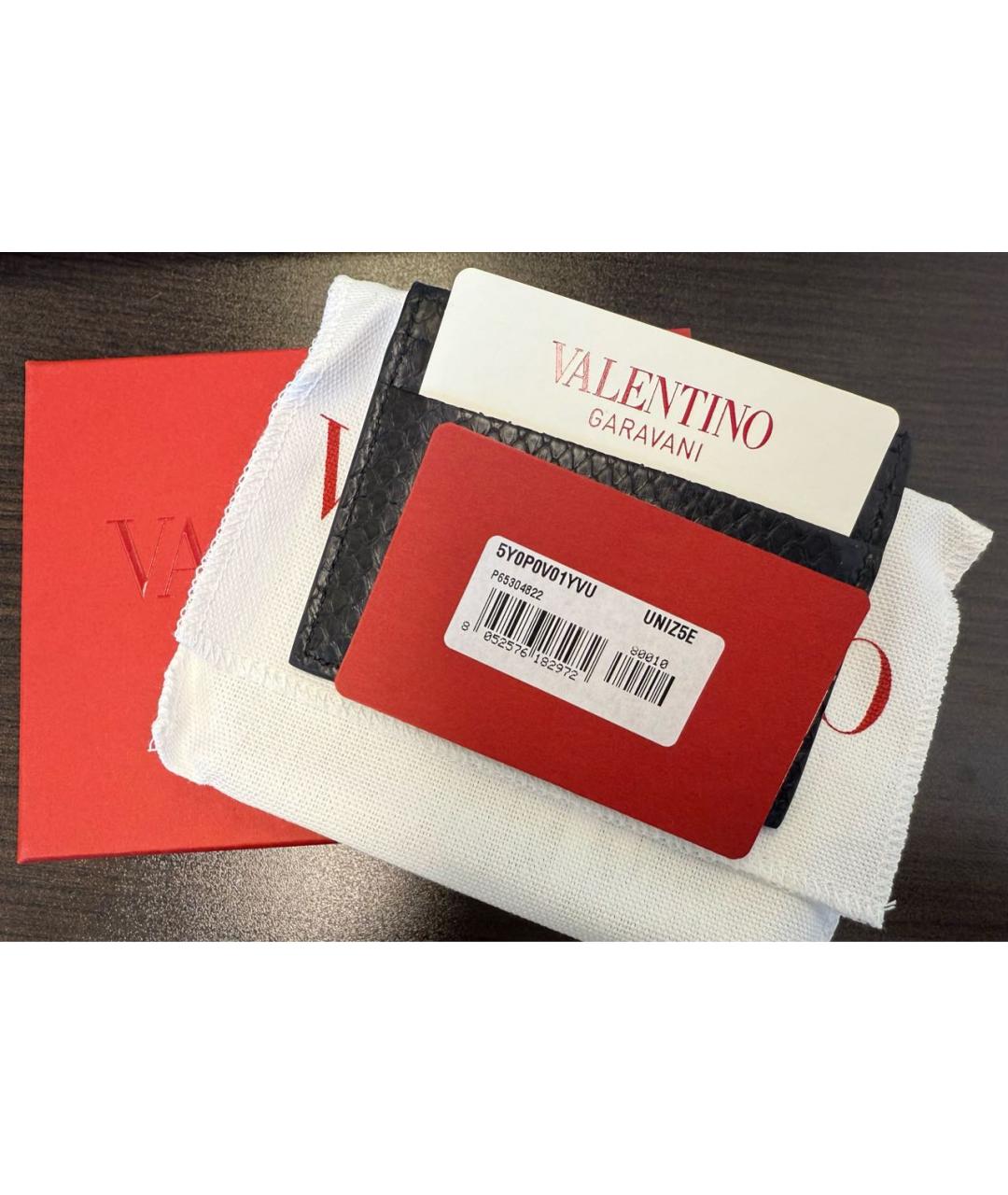 VALENTINO Черный кардхолдер из экзотической кожи, фото 4