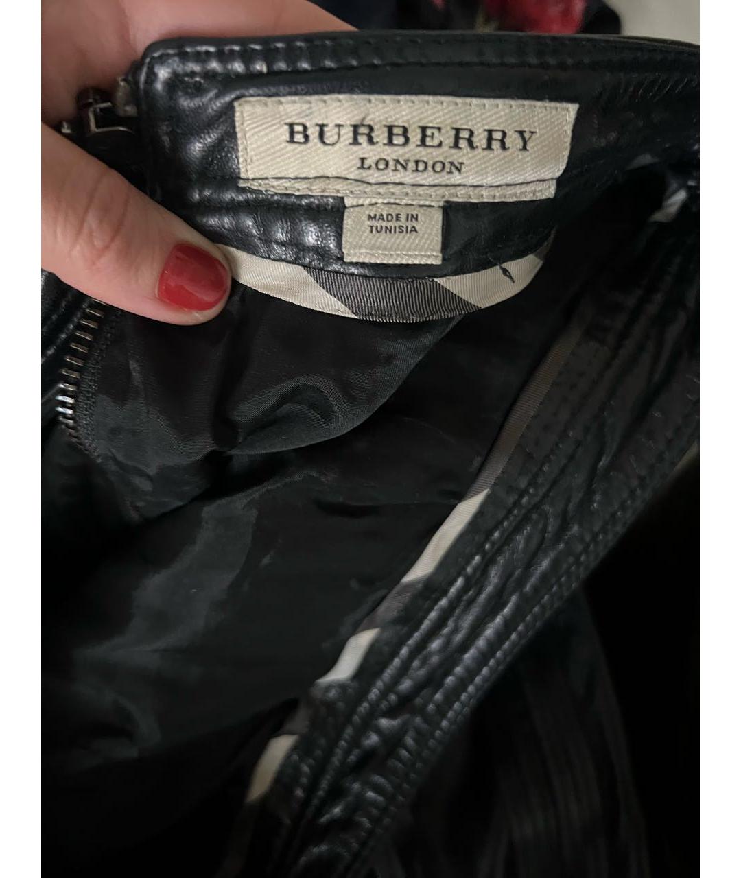 BURBERRY Черная кожаная юбка миди, фото 3