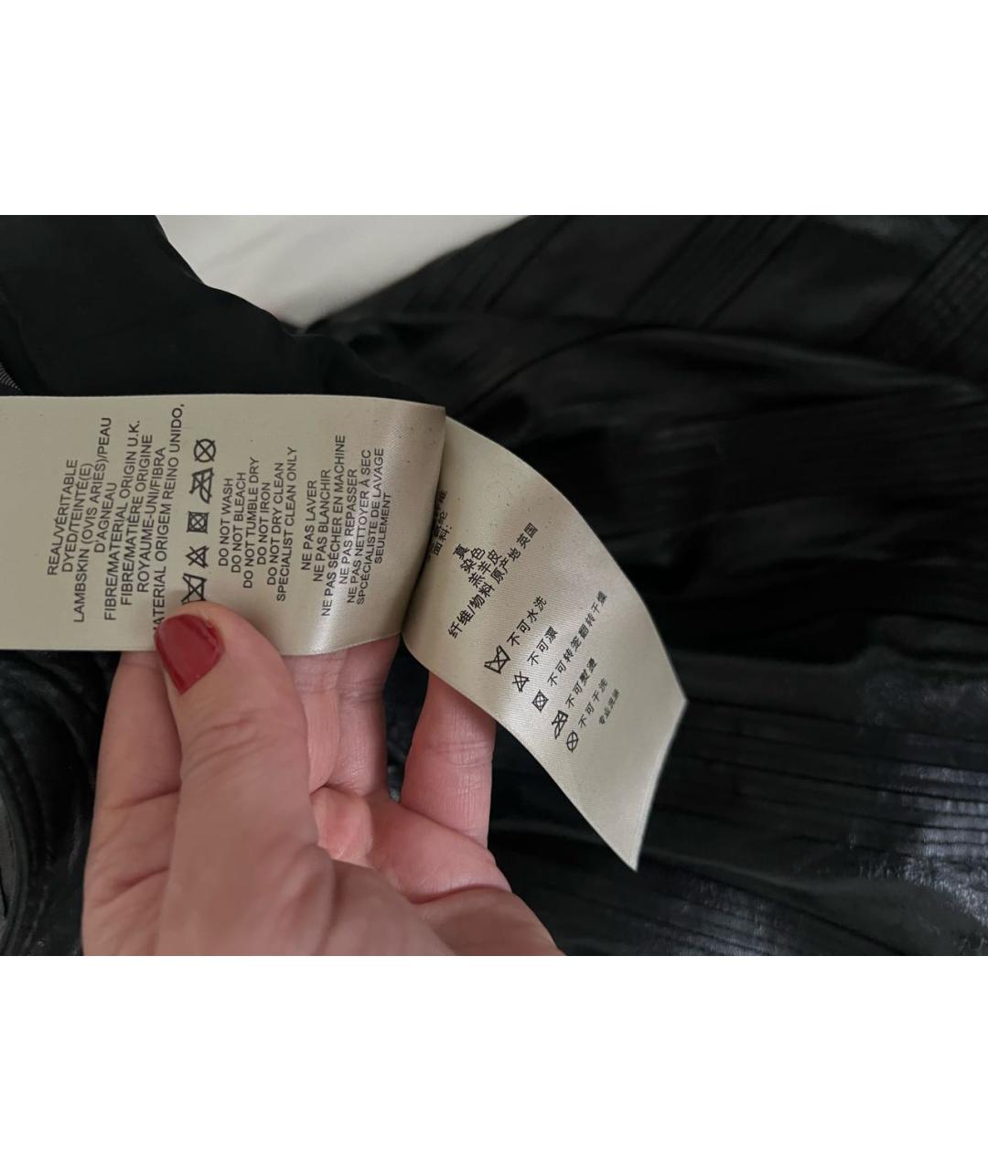 BURBERRY Черная кожаная юбка миди, фото 5