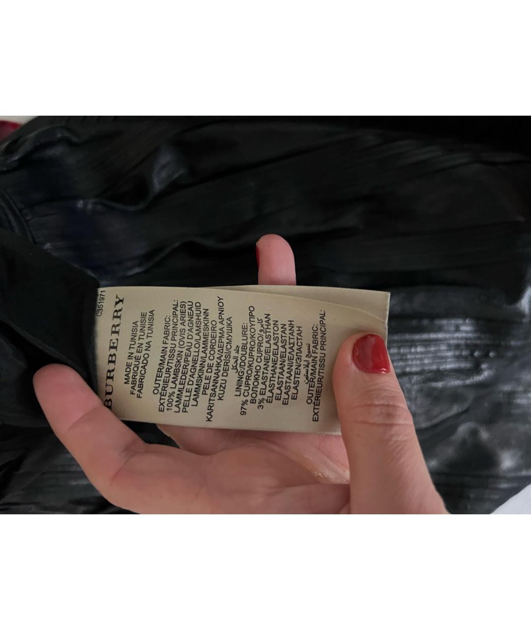 BURBERRY Черная кожаная юбка миди, фото 4
