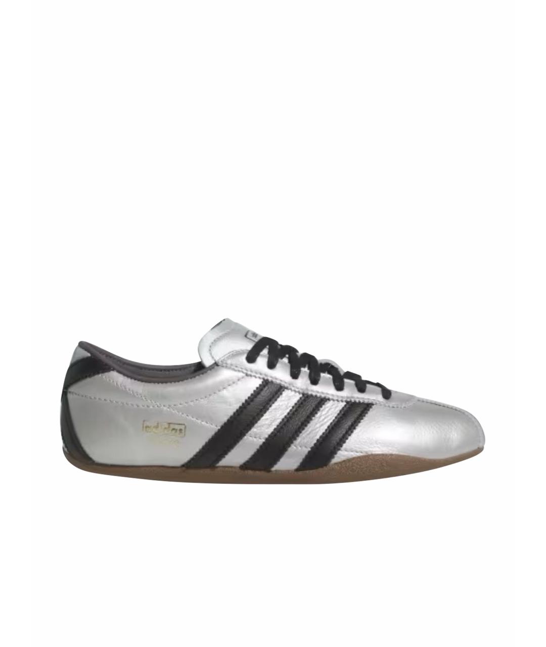 ADIDAS Серебряные кожаные кроссовки, фото 1