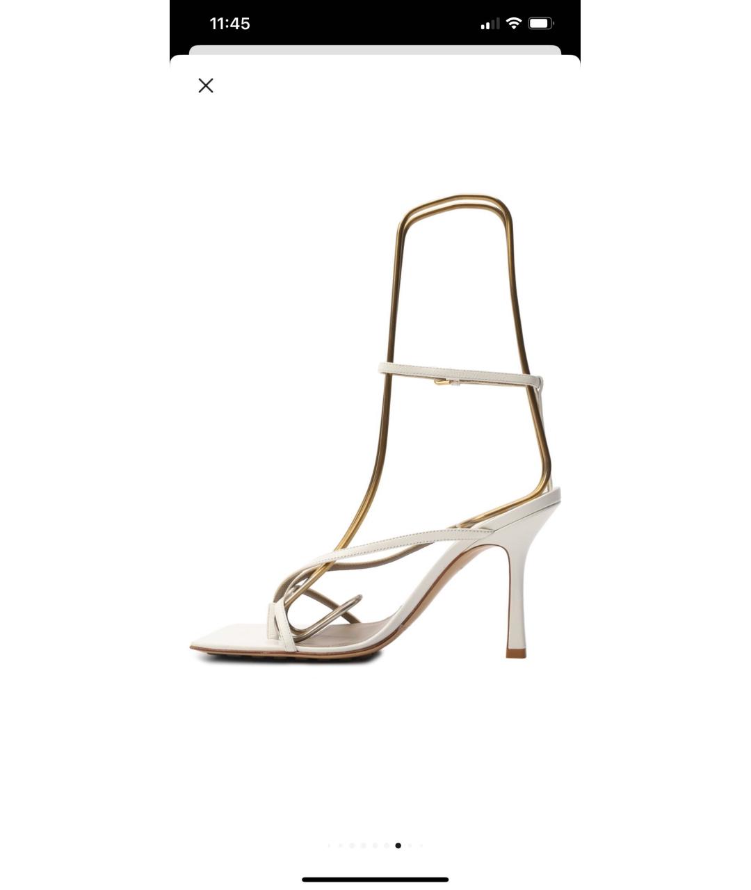 BOTTEGA VENETA Белые кожаные босоножки, фото 6