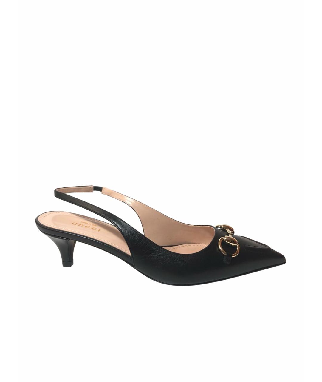 GUCCI Черные кожаные туфли, фото 1