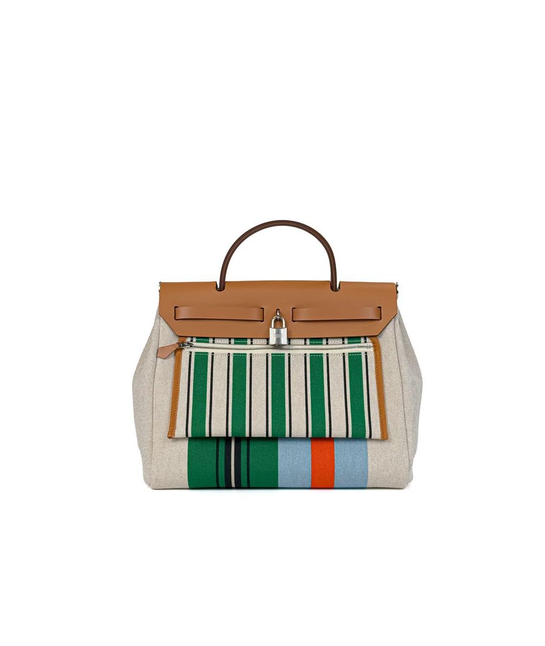 HERMES Бежевая тканевая сумка через плечо, фото 3