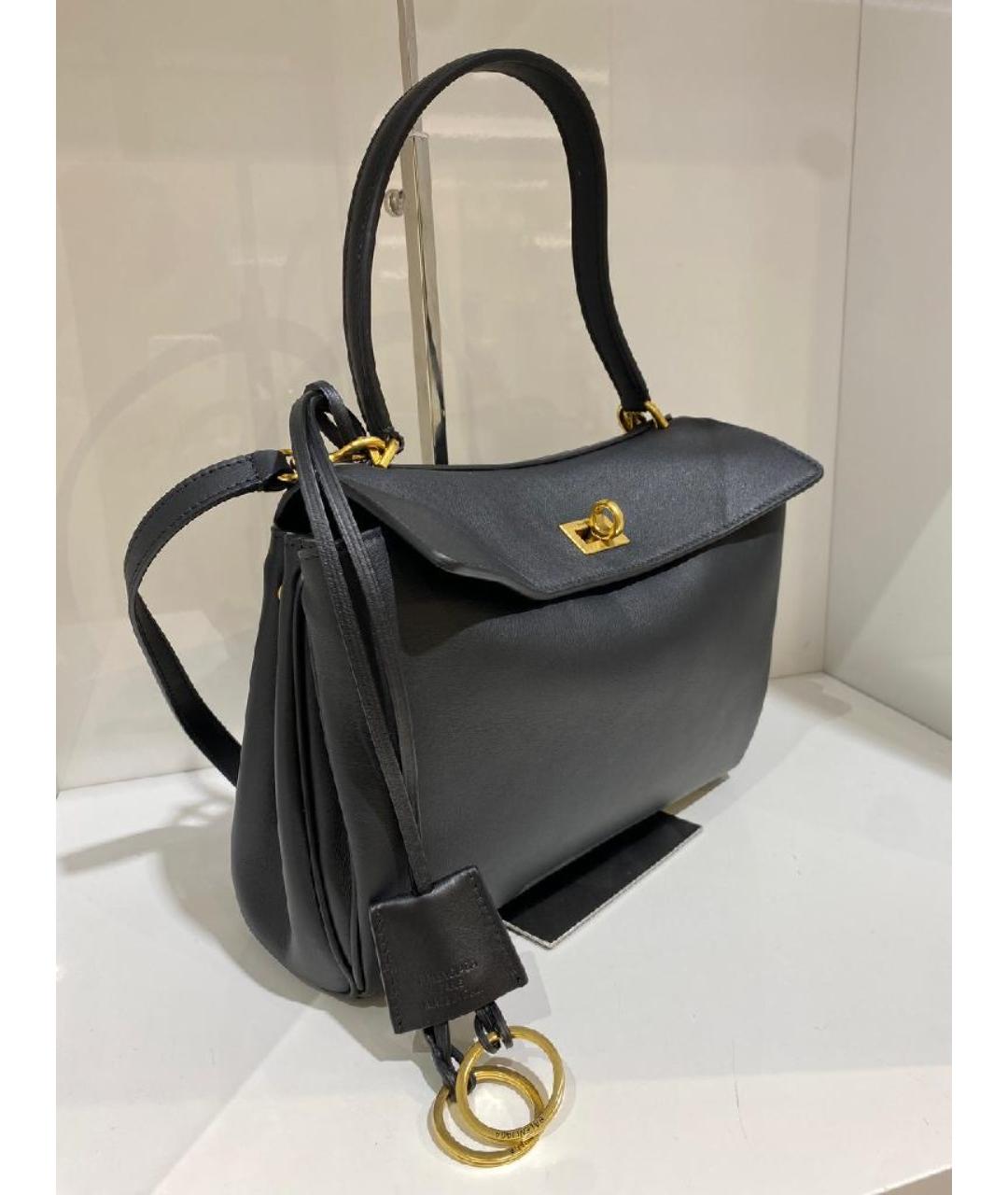 BALENCIAGA Черная кожаная сумка с короткими ручками, фото 3