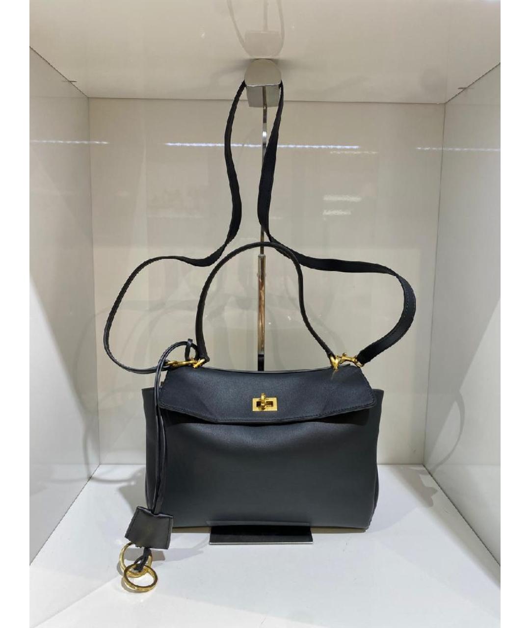 BALENCIAGA Черная кожаная сумка с короткими ручками, фото 2